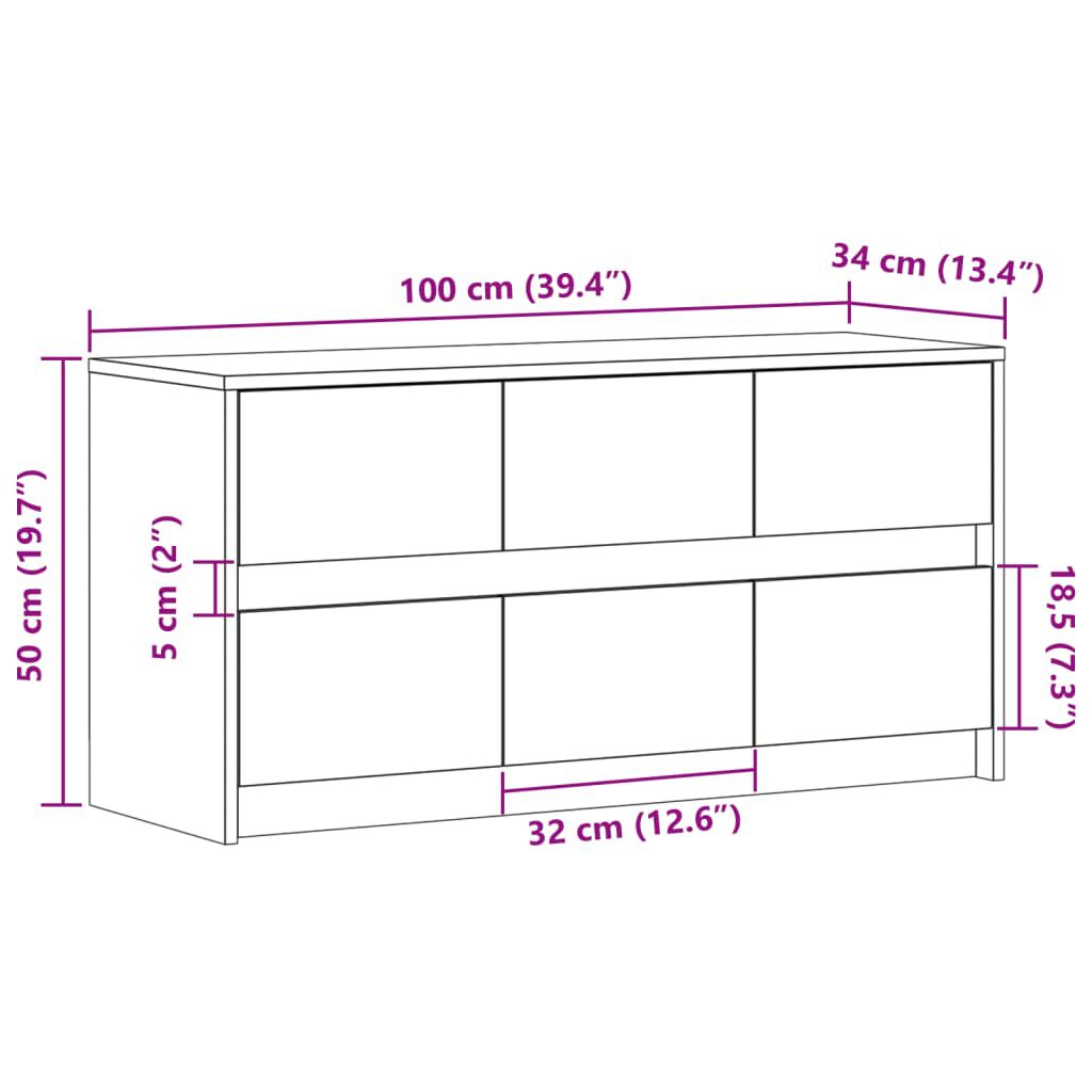 vidaXL Έπιπλο Τηλεόρασης με LED Καπνιστή Δρυς 100x34x50 εκ. Επεξ. Ξύλο