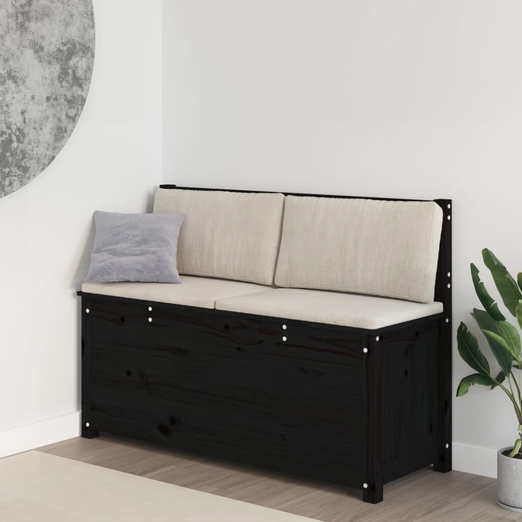 vidaXL Πάγκος Μαύρος 110 x 41 x 76,5 εκ. από Μασίφ Ξύλο Πεύκου