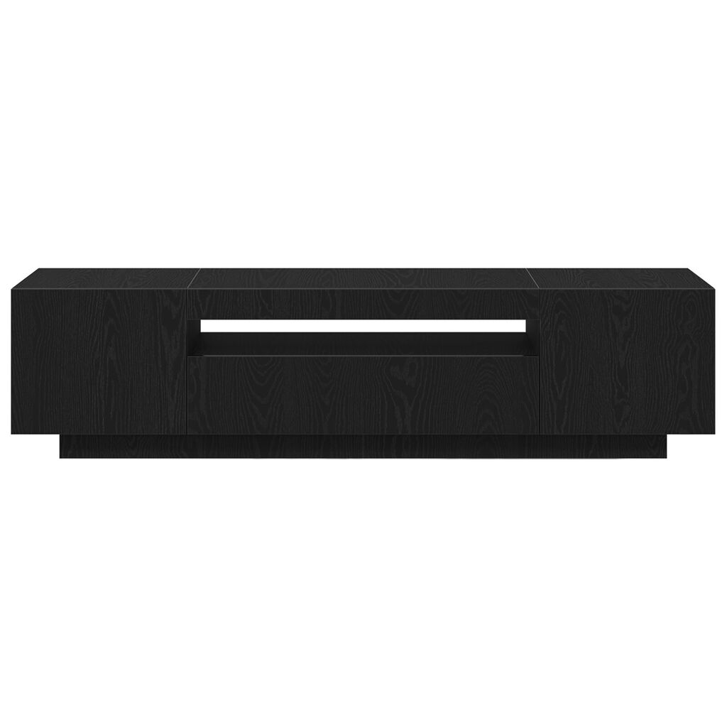 vidaXL Κάδος τηλεόρασης με LED φώτα, Μαύρο Δρυς, 160x35x40 εκ., από επεξεργασμένο ξύλο