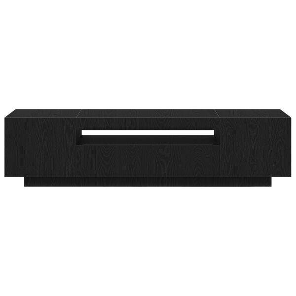 vidaXL Κάδος τηλεόρασης με LED φώτα, Μαύρο Δρυς, 160x35x40 εκ., από επεξεργασμένο ξύλο
