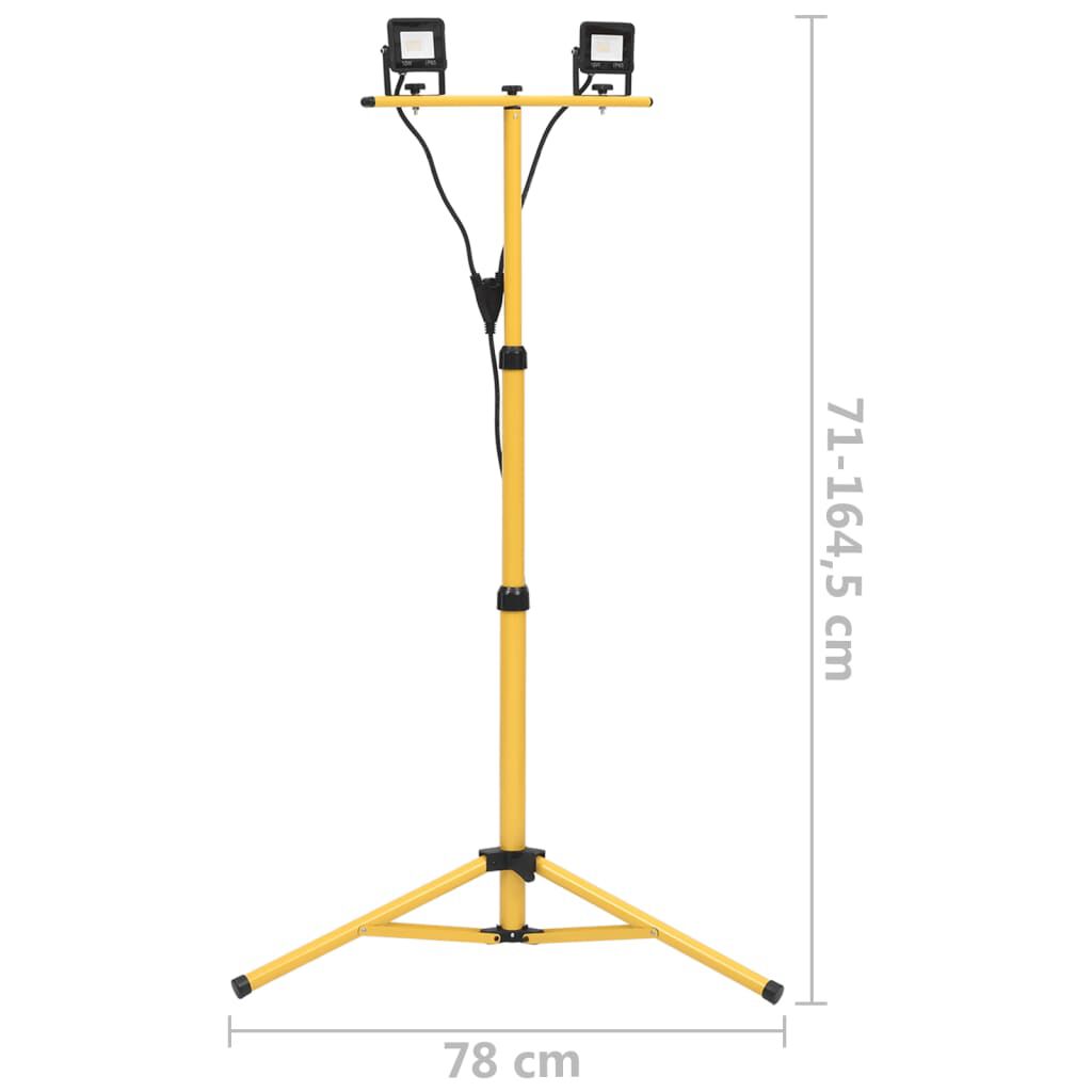 vidaXL Προβολέας LED με Τρίποδο Θερμό Λευκό 2 x 10 W