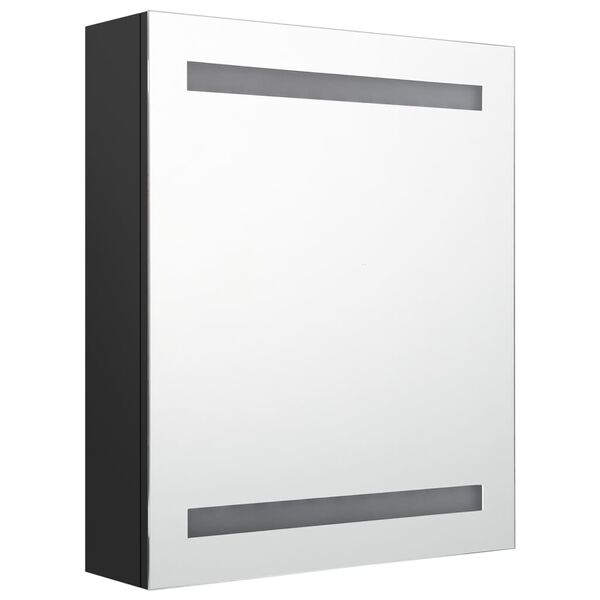 vidaXL Καθρέφτης Μπάνιου με Ντουλάπι / LED Μαύρο 50 x 14 x 60 εκ.