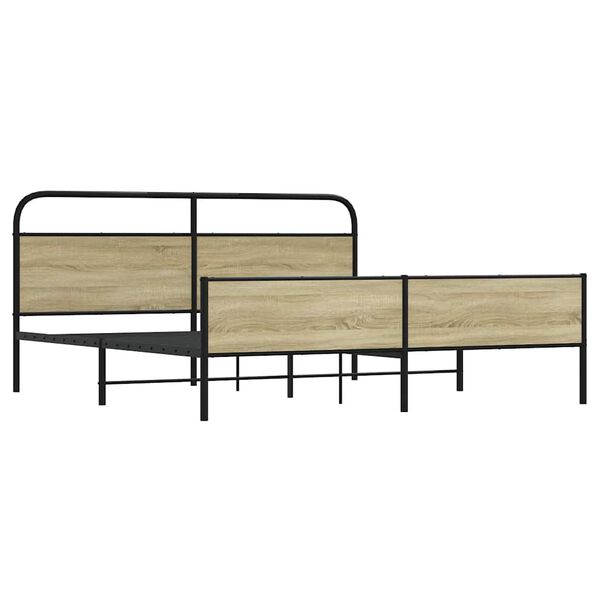 vidaXL Σκελετός Κρεβ. Χωρίς Στρώμα Sonoma Δρυς 180x200 εκ. Μεταλλικό