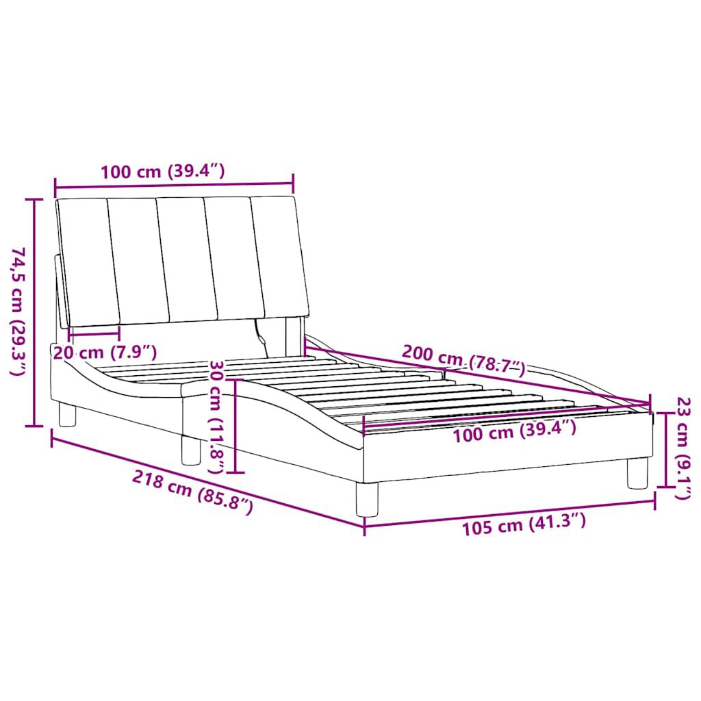 vidaXL Σκελετός Κρεβατιού Χωρίς Στρώμα Μπλε 100x200 εκ. Υφασμάτινο