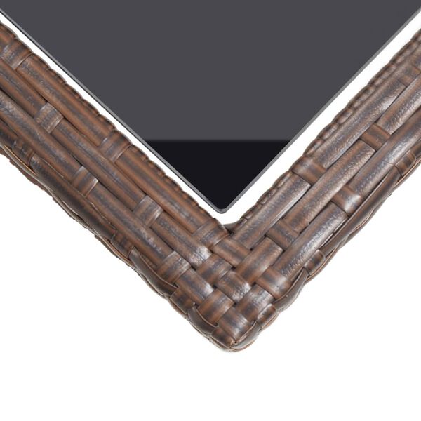 vidaXL Τραπέζι Κήπου Καφέ 110x53x72 εκ. Γυάλινο και Συνθετικό ρατάν