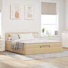 vidaXL Οθωμανικό κρεβάτι με στρώμα & LEDs Cream 180x200cm ύφασμα