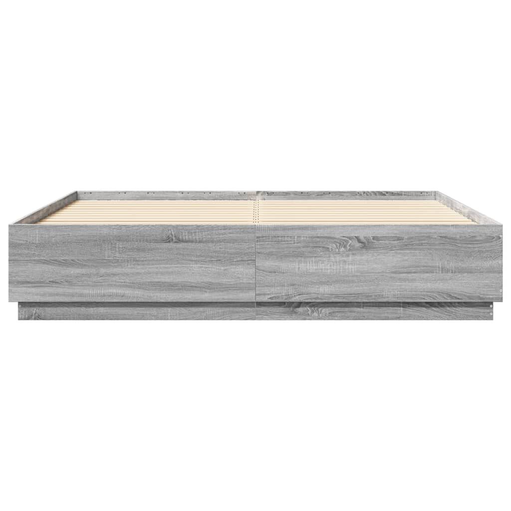 vidaXL Πλαίσιο Κρεβατιού με LED Γκρι sonoma 180x200εκ. Επεξ. Ξύλο