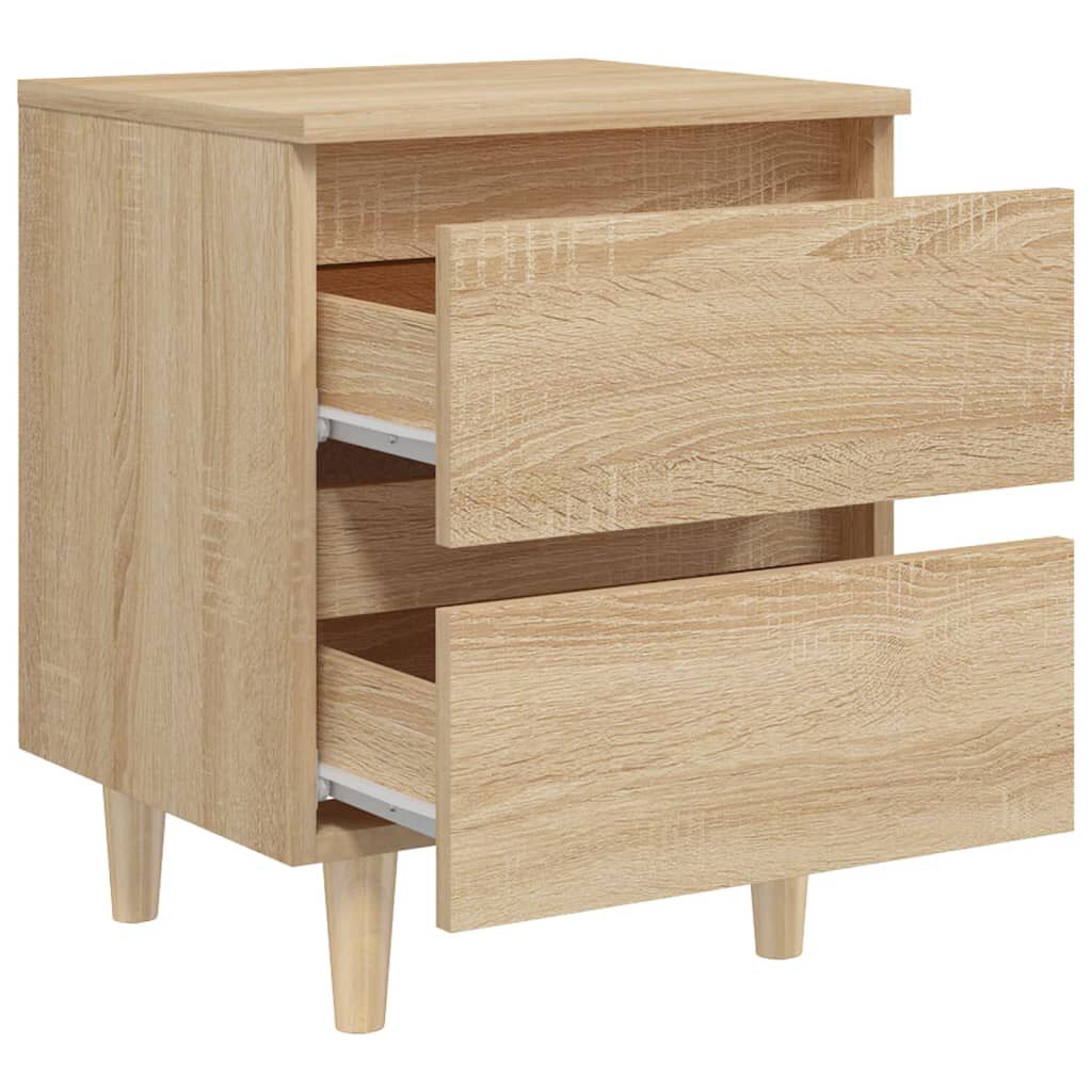 vidaXL Κομοδίνο Sonoma Δρυς 40x35x50εκ. με Πόδια από Μασίφ Ξύλο Πεύκου