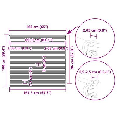 vidaXL Ζέβρα τυφλή Σκούρο Γκρι Πλάτος υφάσματος 160,9 εκ. Πολυεστέρας