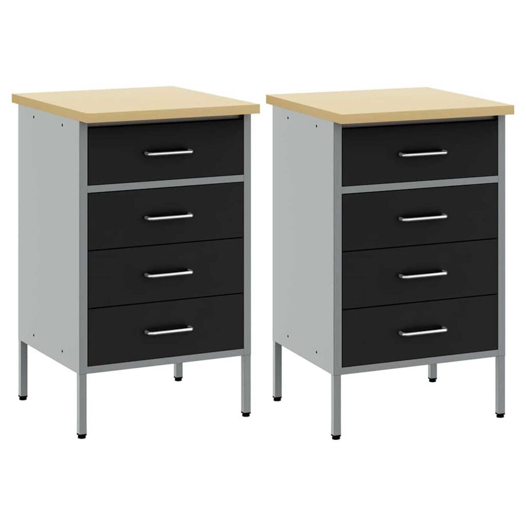vidaXL Ντουλάπα Εργασίας 2 pcs Μαύρο και Γκρι 100 x 55 x 85 εκ.