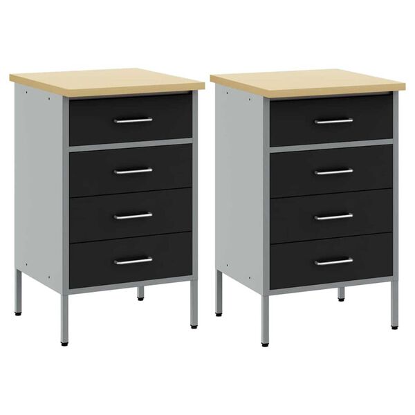 vidaXL Ντουλάπα Εργασίας 2 pcs Μαύρο και Γκρι 100 x 55 x 85 εκ.