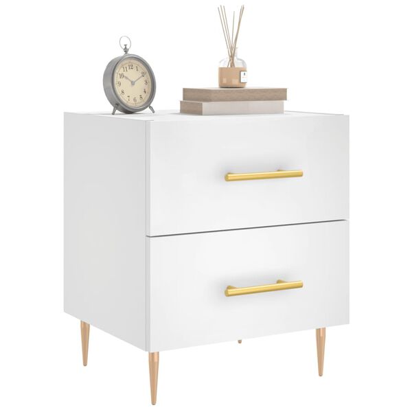 vidaXL Κομοδίνα 2 τεμ. Λευκά 40 x 35 x 47,5 εκ. από Επεξεργασμένο Ξύλο