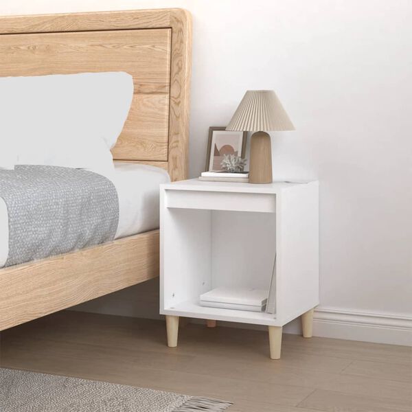 vidaXL Κομοδίνο Λευκό 40 x 35 x 50 εκ. από Επεξεργασμένο Ξύλο