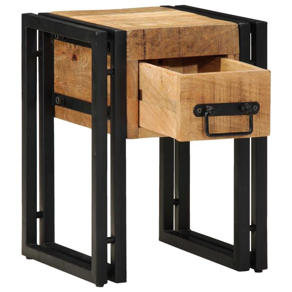 vidaXL Τραπέζι με Συρτάρι Μαύρο 30x30x40 εκ Μασίφ Ξύλο Μάνγκο