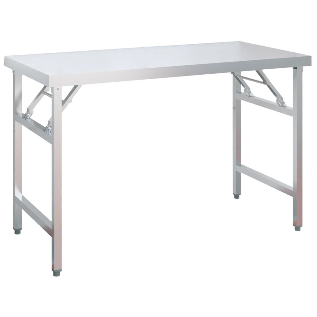 vidaXL Πάγκος Εργασίας Κουζίνας με Ράφι 120x60x145 εκ. Ανοξείδ. Ατσάλι