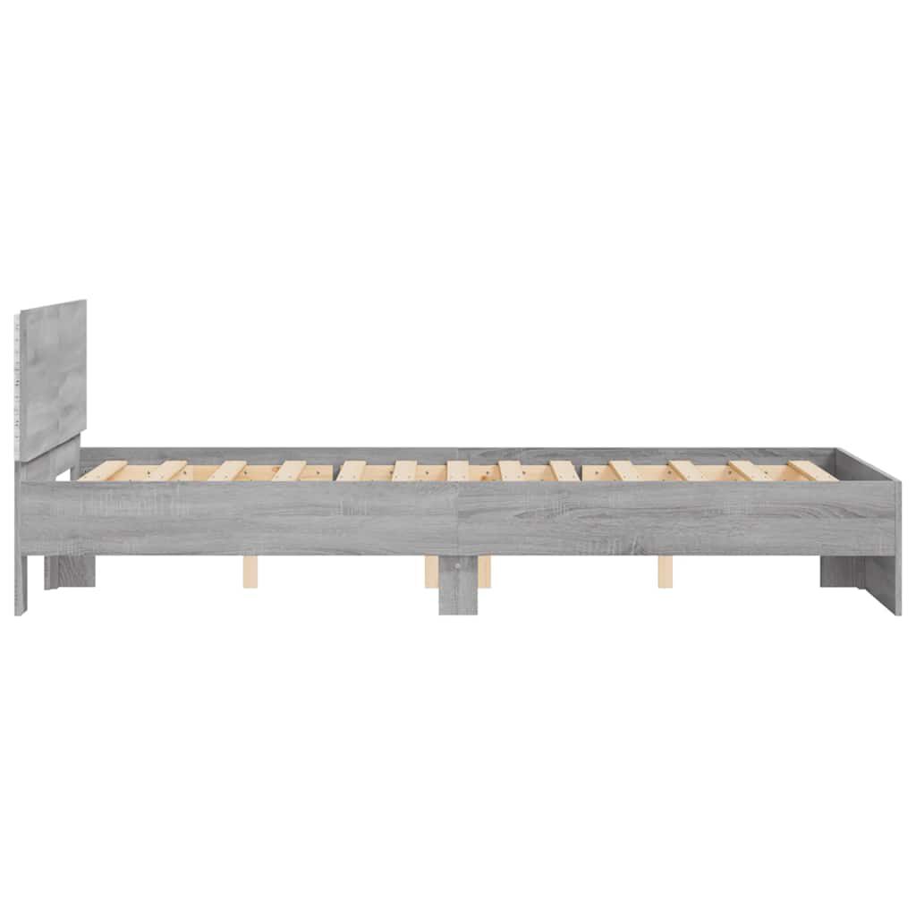 vidaXL Πλαίσιο Κρεβατιού με Κεφαλάρι/LED Γκρι Sonoma 120x190 εκ.