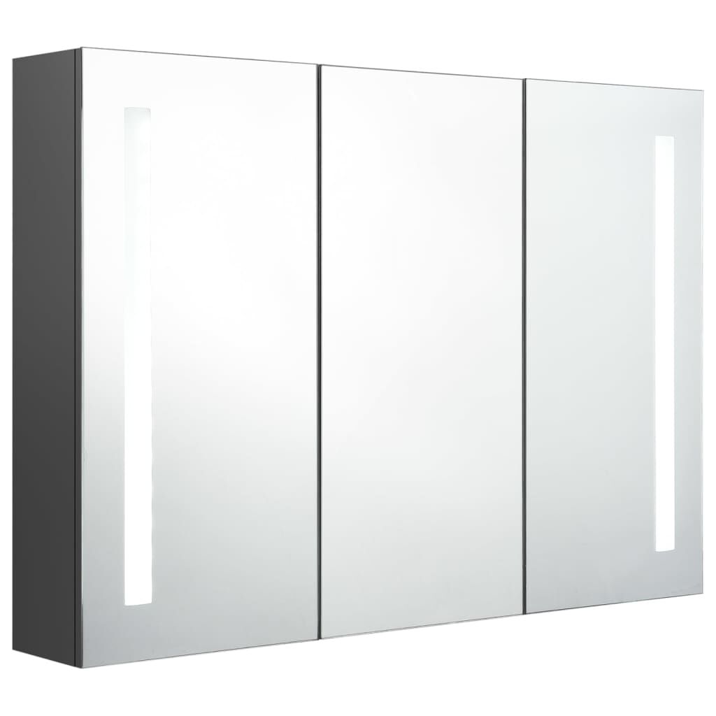vidaXL Καθρέφτης Μπάνιου με Ντουλάπι & LED Γκρι 89 x 14 x 62 εκ.