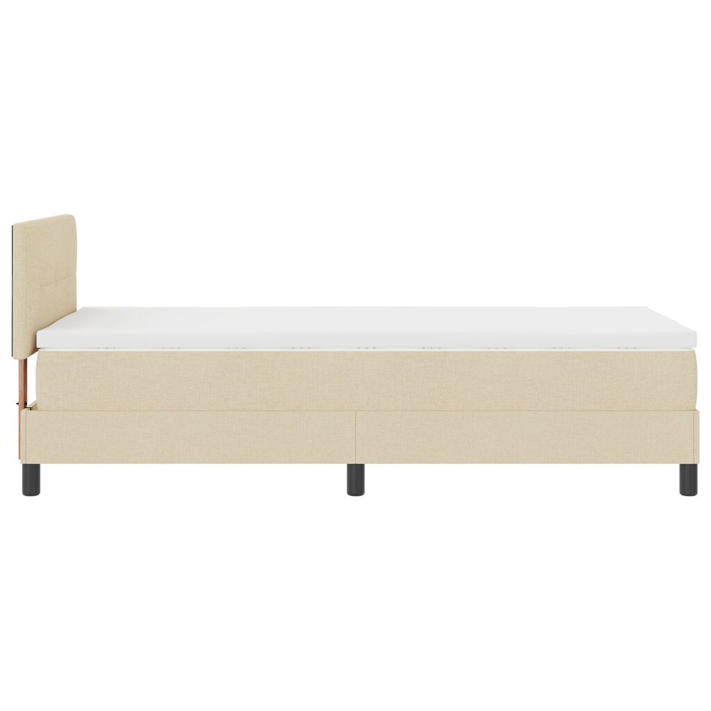 vidaXL Κρεβάτι Box Spring με Στρώμα Κρέμ 90x200 εκ Υφασμά