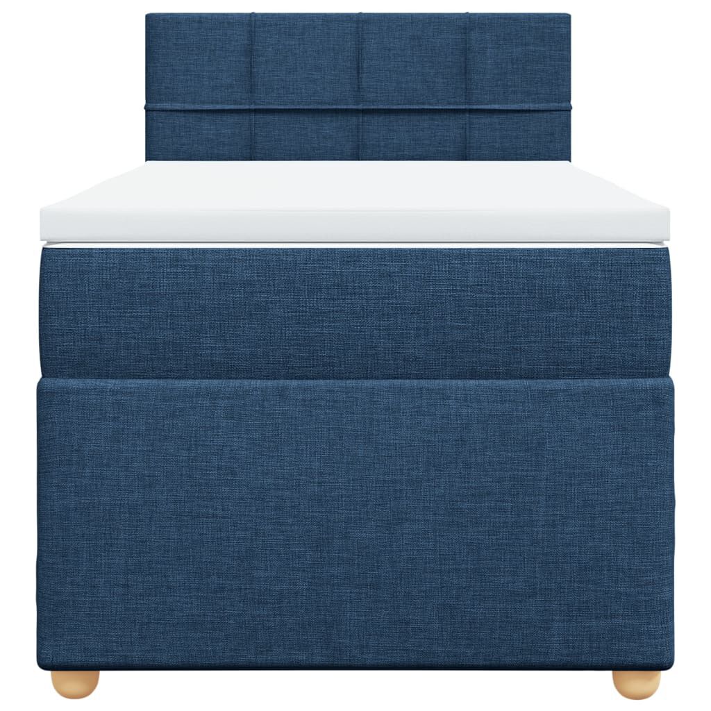 vidaXL Κρεβάτι Boxspring με Στρώμα Μπλε 90x190 εκ.Υφασμάτινο
