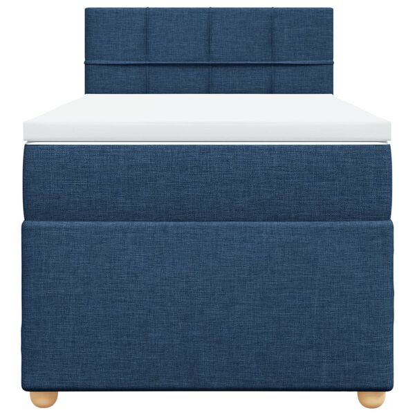 vidaXL Κρεβάτι Boxspring με Στρώμα Μπλε 90x190 εκ.Υφασμάτινο