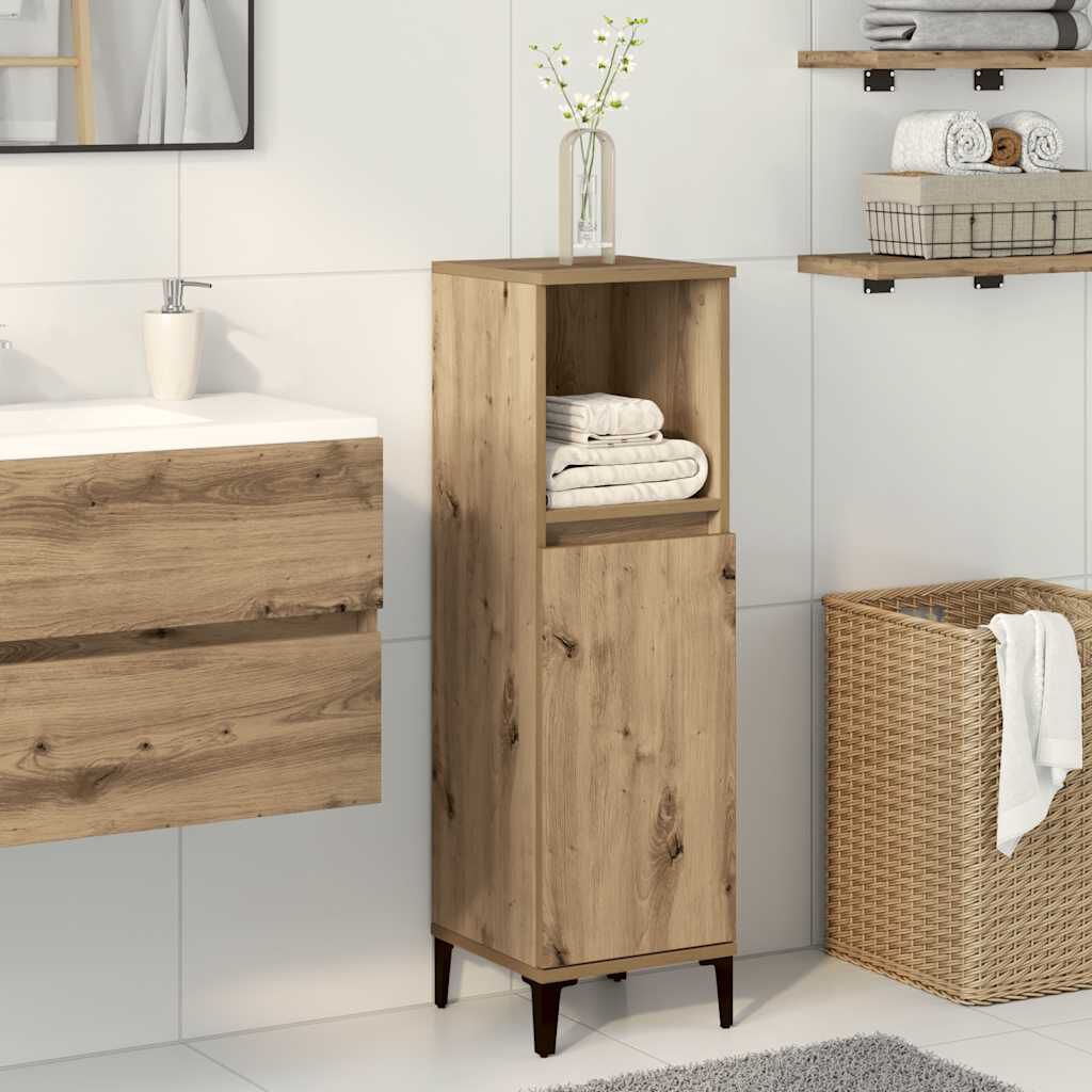 vidaXL Ντουλάπι μπάνιου Δρυς τεχνίτης 30x30x100 cm Κατασκευασμένο ξύλο