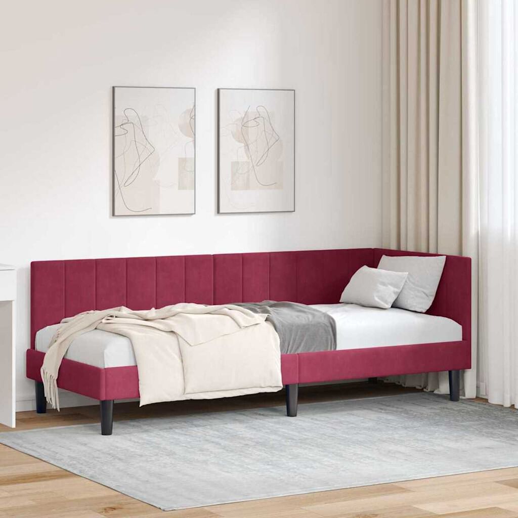 vidaXL Κρεβάτι Γωνίας με κεφαλάρι Μπορντό 80 x 200 cm Βελούδο