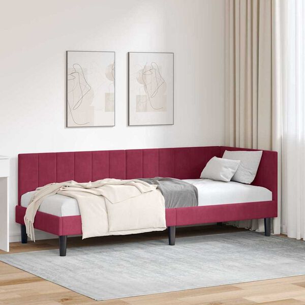 vidaXL Κρεβάτι Γωνίας με κεφαλάρι Μπορντό 80 x 200 cm Βελούδο