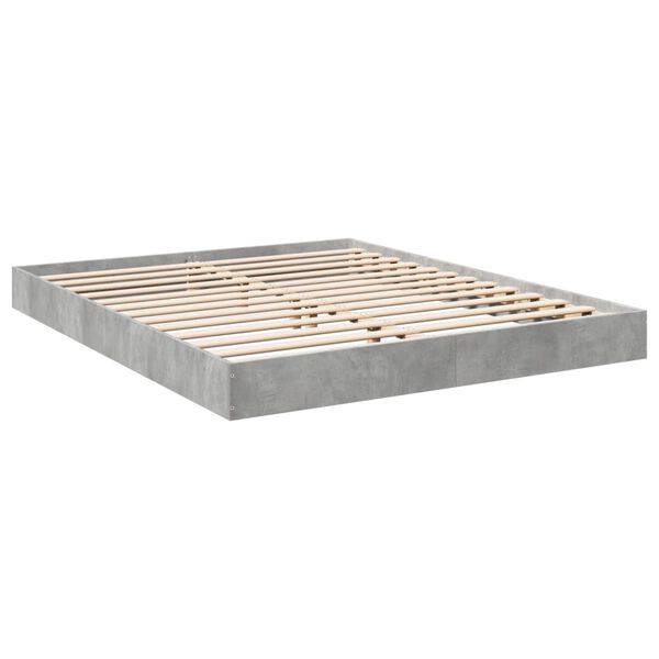 vidaXL Πλαίσιο Κρεβατιού Γκρι Σκυροδέματος 160x200 εκ. Επεξεργ. Ξύλο