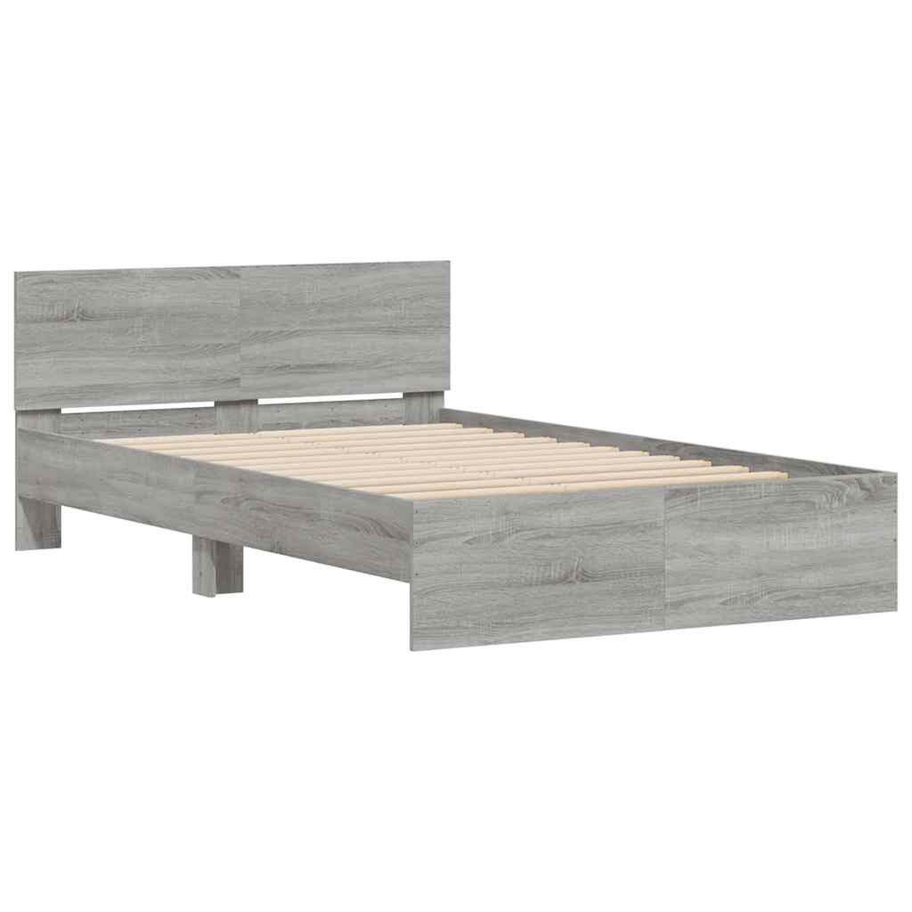 vidaXL Πλαίσιο Κρεβατιού με Κεφαλάρι/LED Γκρι Sonoma 120x200 εκ.
