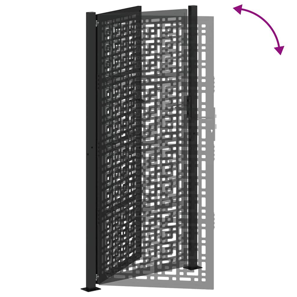 vidaXL Πύλη κήπου Μαύρη 105x205 cm Ατσάλινος Σταυρός Σχεδιασμός