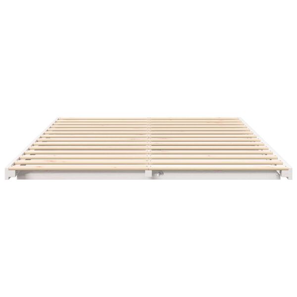 vidaXL Κρεβάτι δαπέδου Λευκό 140 x 220 cm Μασίφ ξύλο πεύκου
