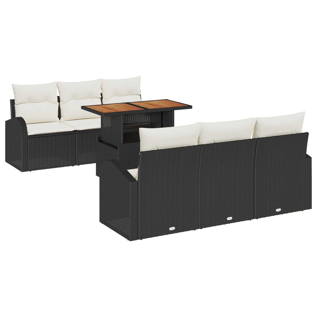 vidaXL Σετ Καναπέ Κήπου με αποθήκευση 7 pcs Μαύρο Πολυ ράταν