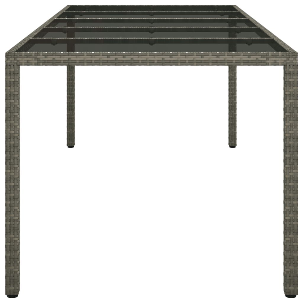 vidaXL Τραπέζι Κήπου Γκρι 250x100x75 εκ. Ψημένο Γυαλί/Συνθετικό Ρατάν