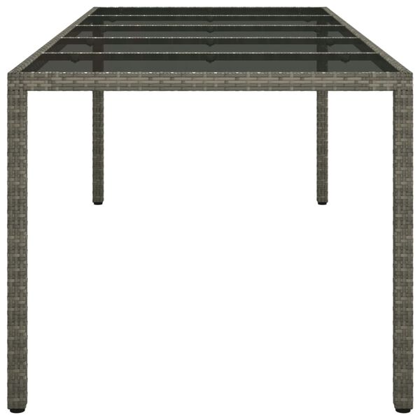 vidaXL Τραπέζι Κήπου Γκρι 250x100x75 εκ. Ψημένο Γυαλί/Συνθετικό Ρατάν