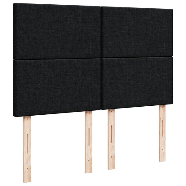 vidaXL Οθωμανικό κρεβάτι με στρώμα Μαύρο 140x190cm Ύφασμα
