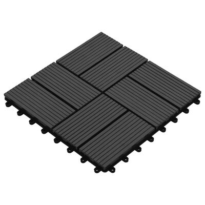vidaXL Πλακάκια Deck 11 τεμ. Μαύρα 30 x 30 εκ. 1 μ² από WPC