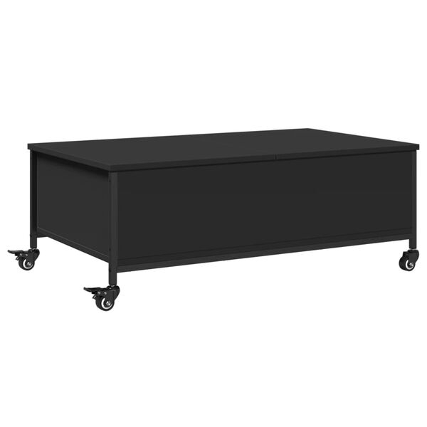 vidaXL Τραπεζάκι Σαλονιού με Ροδάκια Μαύρο 91x55x34 εκ. Επεξ. Ξύλο