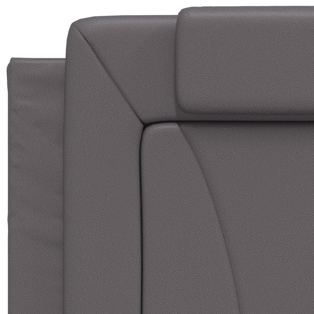 vidaXL Πλαίσιο Κρεβατιού με Κεφαλάρι Γκρι 90x190 εκ. Συνθετικό Δέρμα
