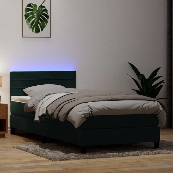 vidaXL &Kappa;&rho;&epsilon;&beta;ά&tau;&iota; Boxspring &mu;&epsilon; &Sigma;&tau;&rho;ώ&mu;&alpha; & LED &sigma;&kappa;&omicron;ύ&rho;&omicron; &pi;&rho;ά&sigma;&iota;&nu;&omicron; 80x220&epsilon;&kappa;. &Beta;&epsilon;&lambda;&omicron;ύ&delta;&iota;&nu;&omicron;