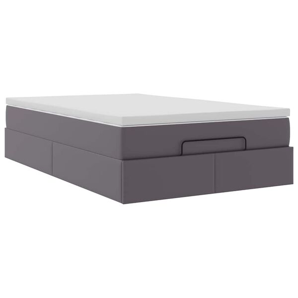 vidaXL Οθωμανικό κρεβάτι με στρώμα Γκρι 120x200cm Faux Leather