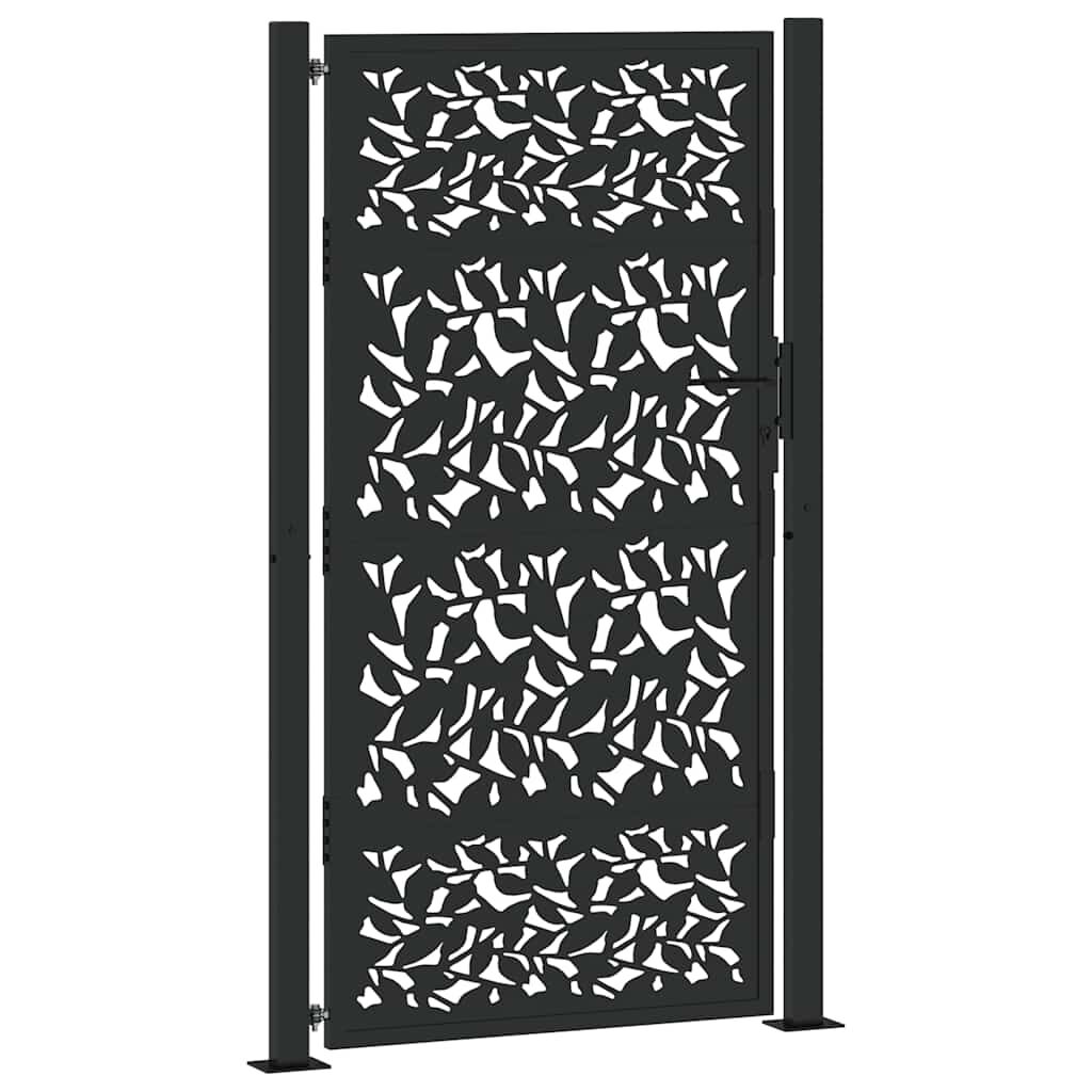 vidaXL Πύλη κήπου Μαύρη 105x180 cm Σχεδιασμός φύλλων χάλυβα