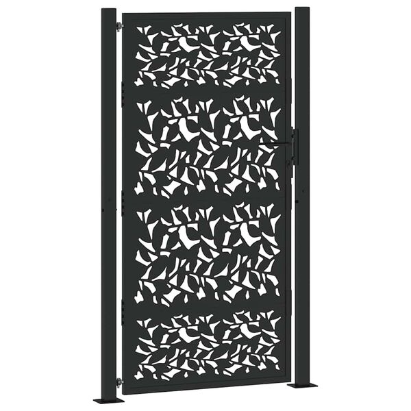 vidaXL Πύλη κήπου Μαύρη 105x180 cm Σχεδιασμός φύλλων χάλυβα