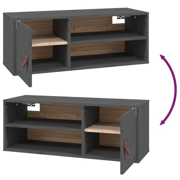 vidaXL Ντουλάπι Τοίχου γκρί 80 x 30 x 30 εκ. από Μασίφ Ξύλο Πεύκου