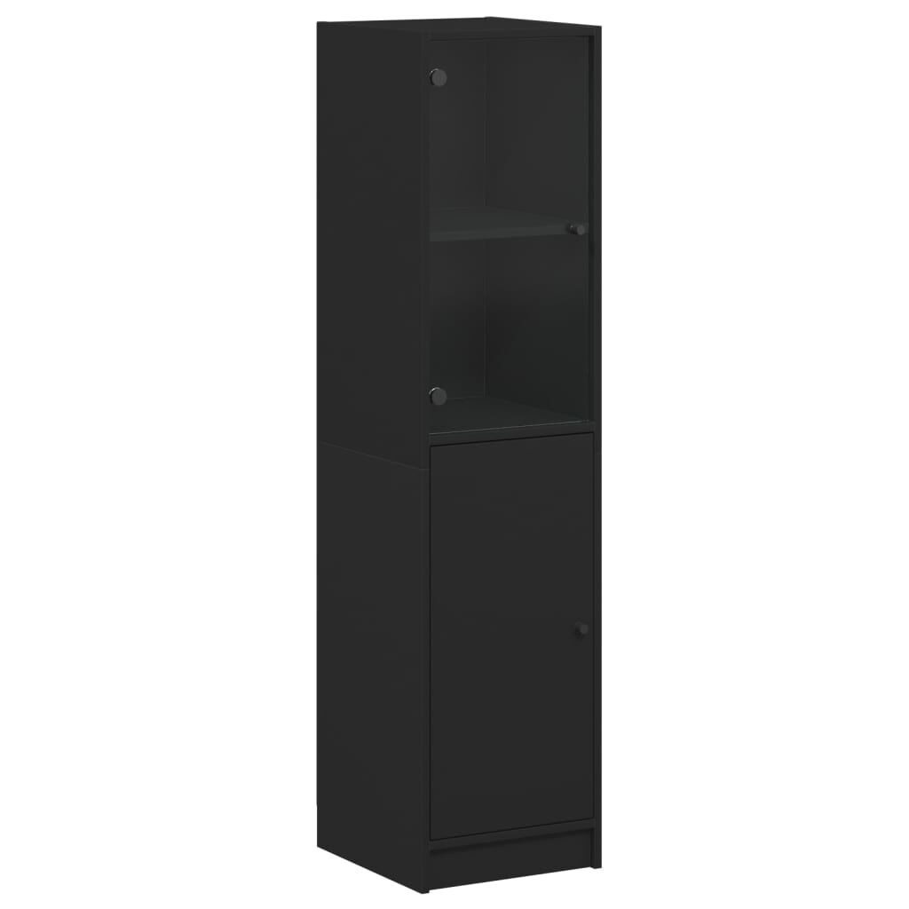vidaXL Ντουλάπι Μαύρο 35x37x142 εκ. με Γυάλινες Πόρτες