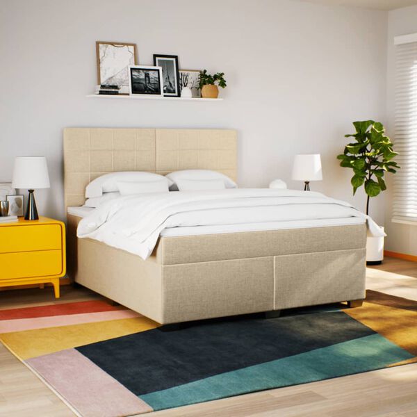 vidaXL &Kappa;&rho;&epsilon;&beta;ά&tau;&iota; Boxspring &mu;&epsilon; &Sigma;&tau;&rho;ώ&mu;&alpha; &Kappa;&rho;&epsilon;&mu; 180x200 &epsilon;&kappa;. &Upsilon;&phi;&alpha;&sigma;&mu;ά&tau;&iota;&nu;&omicron;