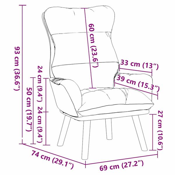 vidaXL Χαλαρωτική Πολυθρόνα Ανοιχτό γκρι 69 x 74 x 93 εκ. Βελούδο