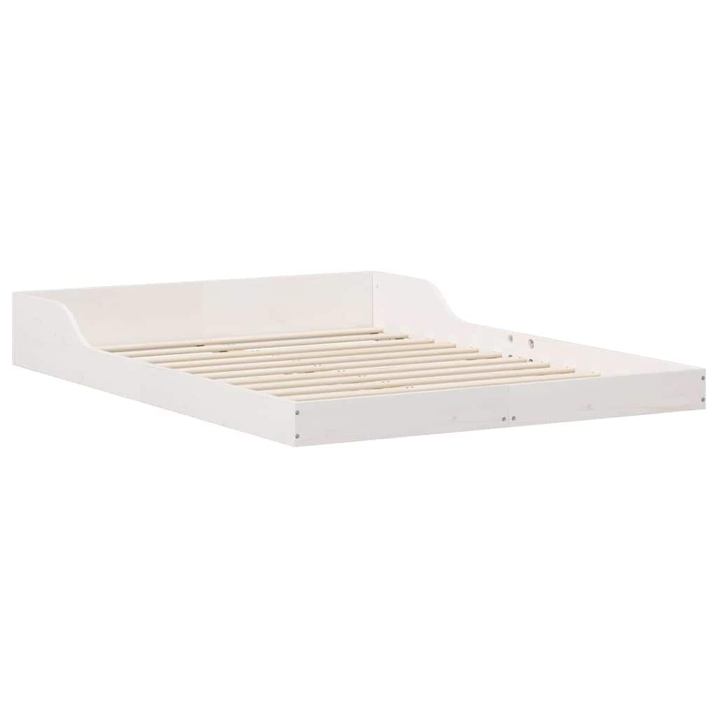 vidaXL Σκελετός Κρεβατιού Λευκό 135 x 190 cm Μασίφ ξύλο πεύκου
