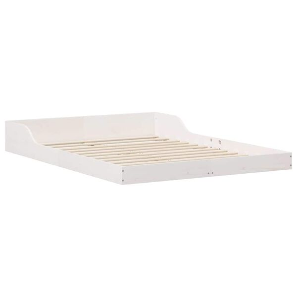 vidaXL Σκελετός Κρεβατιού Λευκό 135 x 190 cm Μασίφ ξύλο πεύκου