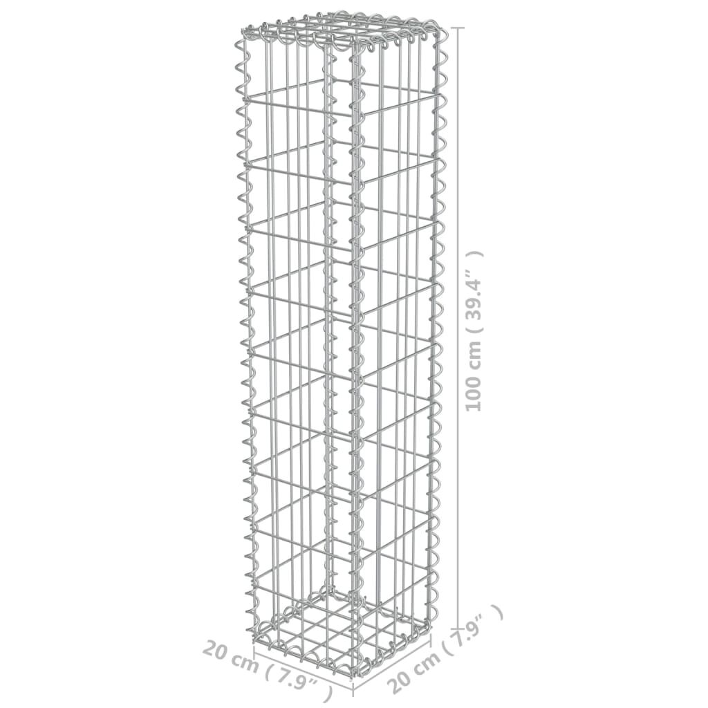 vidaXL Συρματοκιβώτιο Τοίχος 20x20x100 εκ. Γαλβαν.Χάλυβας + Καλύμματα