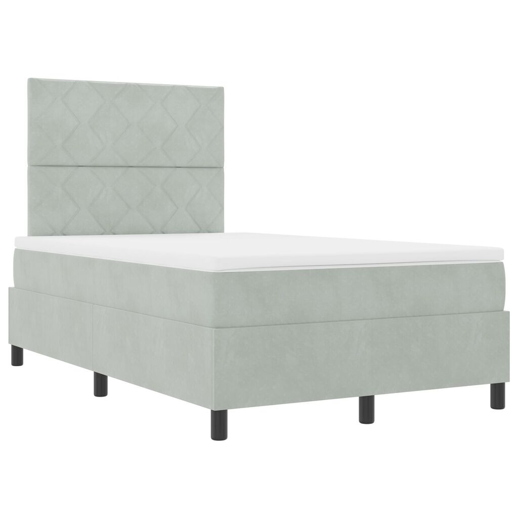vidaXL Κρεβάτι Box Spring με Στρώμα Ανοιχτό Γκρι 120x200 εκ Βελούδο